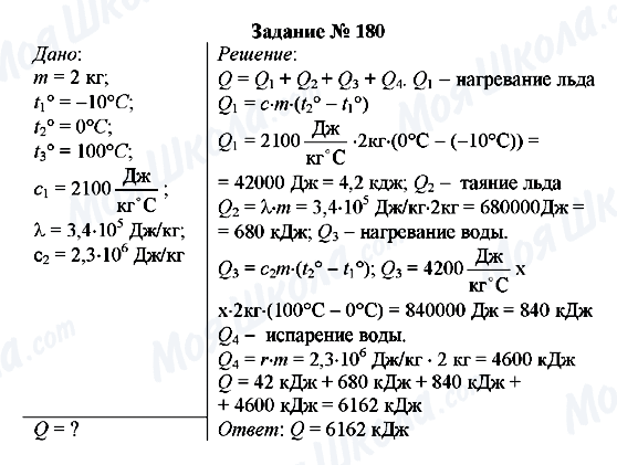 ГДЗ Фізика 8 клас сторінка Задание № 180