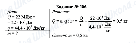 ГДЗ Физика 8 класс страница Задание № 186