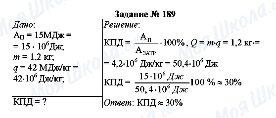 ГДЗ Физика 8 класс страница Задание № 189