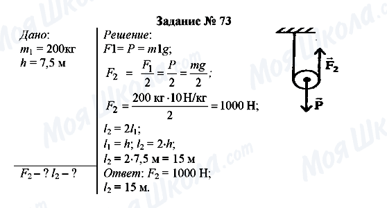 ГДЗ Фізика 7 клас сторінка Задание № 73