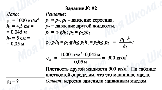ГДЗ Физика 7 класс страница Задание № 92