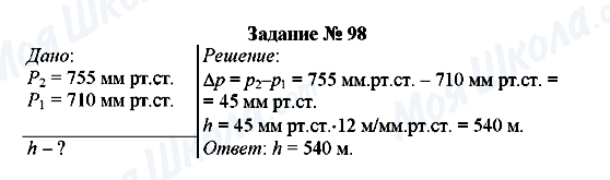 ГДЗ Фізика 7 клас сторінка Задание № 98