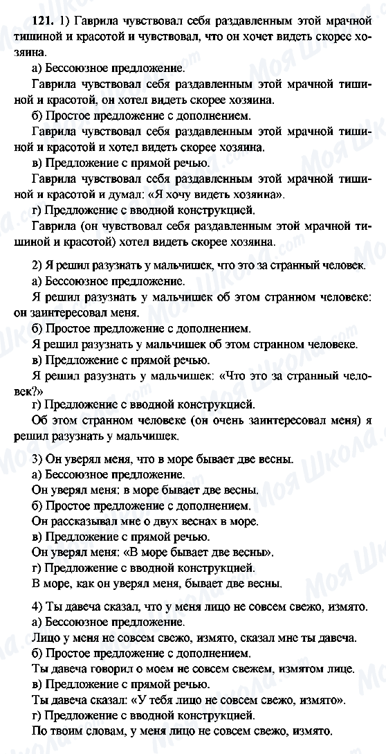 ГДЗ Російська мова 9 клас сторінка 121