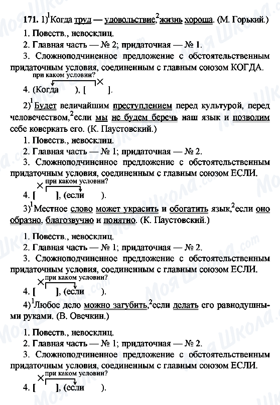 ГДЗ Русский язык 9 класс страница 171