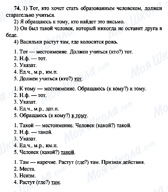 ГДЗ Російська мова 9 клас сторінка 74