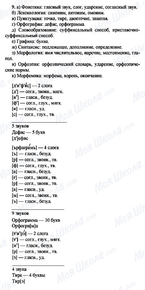 ГДЗ Російська мова 9 клас сторінка 9
