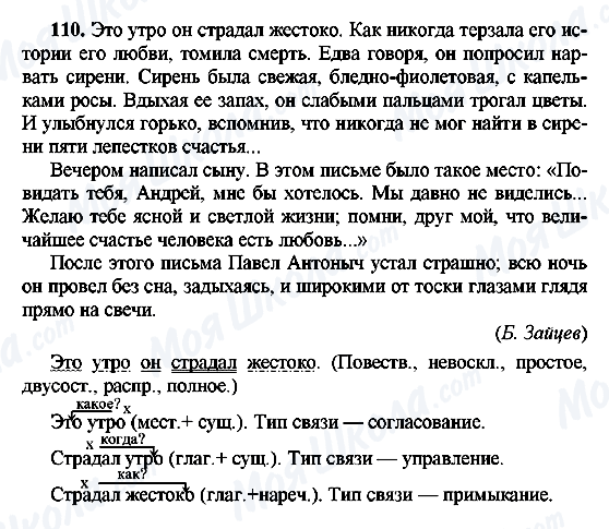 ГДЗ Російська мова 8 клас сторінка 110