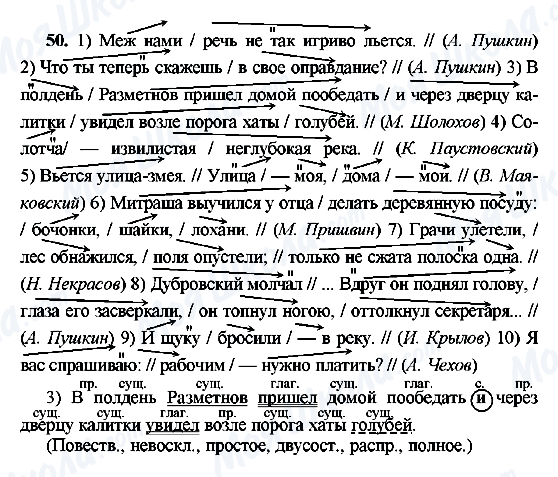 ГДЗ Російська мова 8 клас сторінка 50