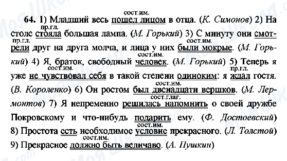 ГДЗ Російська мова 8 клас сторінка 64