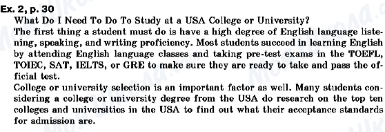 ГДЗ Английский язык 10 класс страница ex.2, p.30