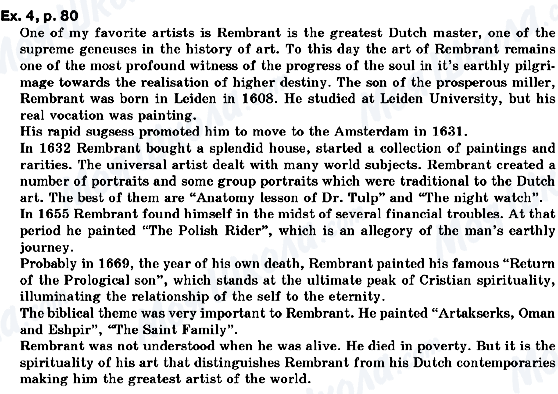 ГДЗ Англійська мова 10 клас сторінка ex.4, p.80