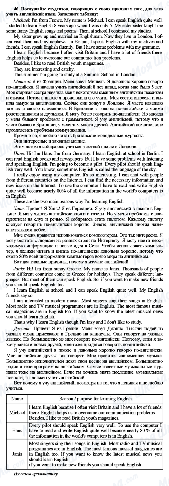 ГДЗ Английский язык 7 класс страница 46