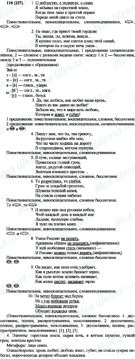 ГДЗ Русский язык 10 класс страница 118(237)
