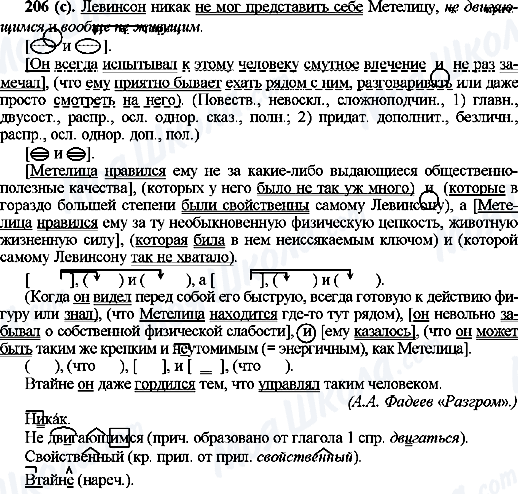 ГДЗ Російська мова 10 клас сторінка 206(с)