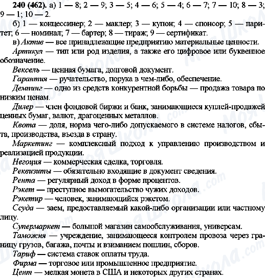 ГДЗ Російська мова 10 клас сторінка 240(462)