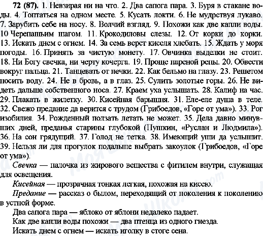 ГДЗ Російська мова 10 клас сторінка 72(87)