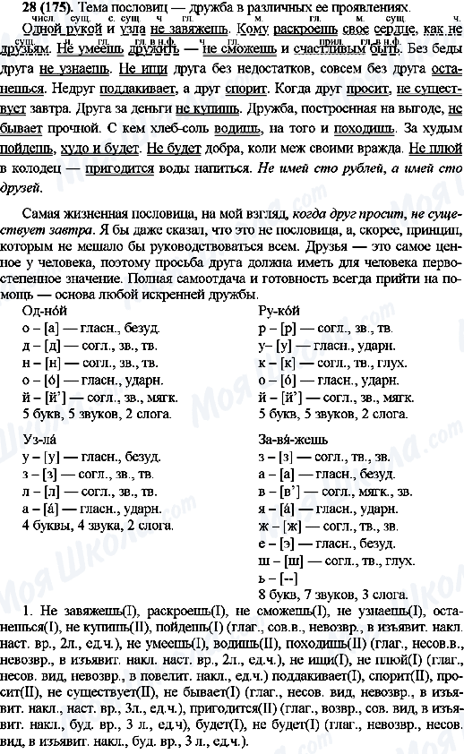 ГДЗ Русский язык 10 класс страница 28(175)