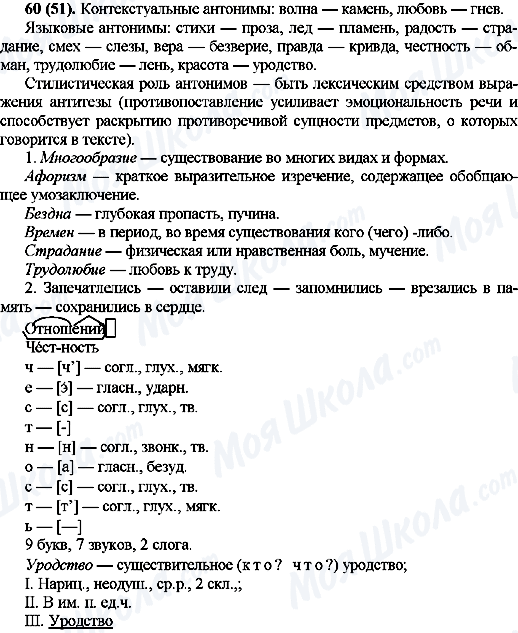 ГДЗ Російська мова 10 клас сторінка 60(51)
