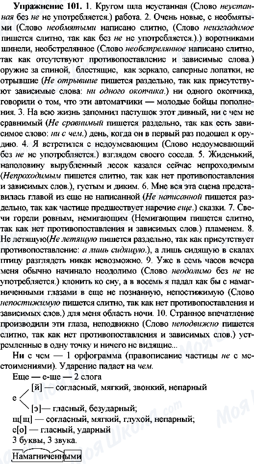 ГДЗ Російська мова 7 клас сторінка Упр.101