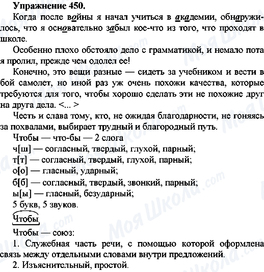 ГДЗ Російська мова 7 клас сторінка Упр.450