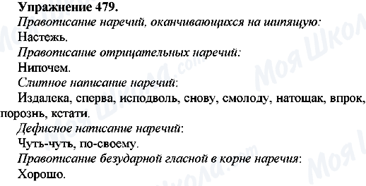ГДЗ Російська мова 7 клас сторінка Упр.479
