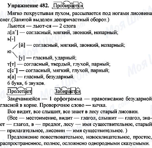 ГДЗ Русский язык 7 класс страница Упр.482