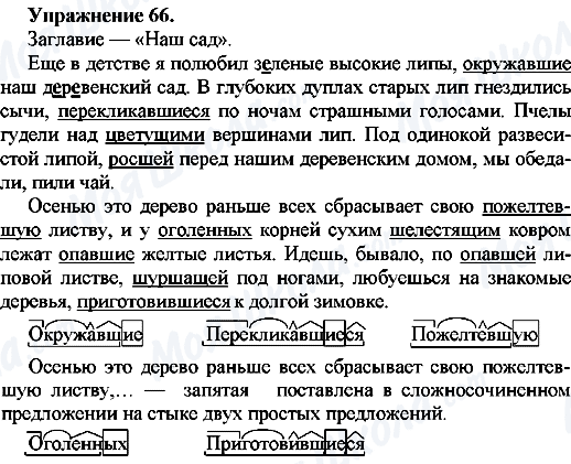 ГДЗ Російська мова 7 клас сторінка Упр.66
