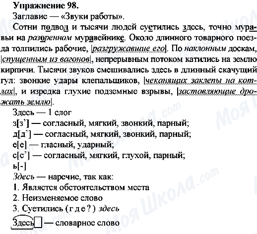 ГДЗ Російська мова 7 клас сторінка Упр.98