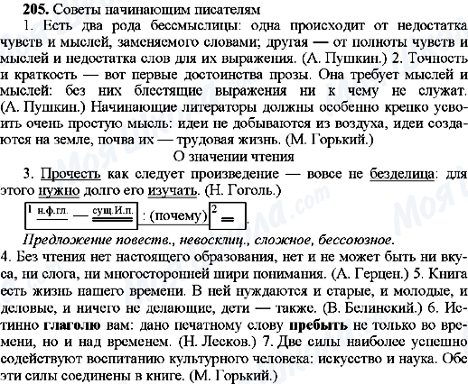 ГДЗ Російська мова 9 клас сторінка 205