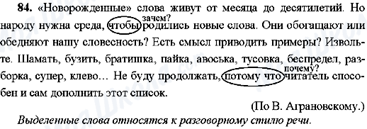 ГДЗ Російська мова 9 клас сторінка 84