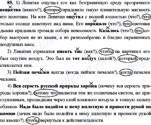 ГДЗ Російська мова 9 клас сторінка 85