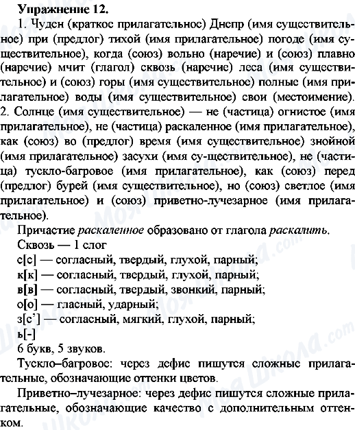 ГДЗ Російська мова 7 клас сторінка Упр.12