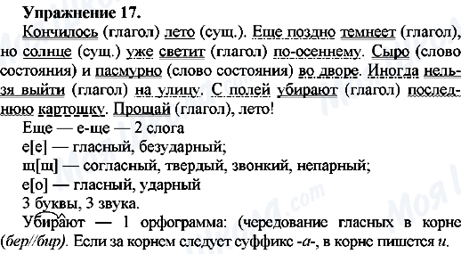 ГДЗ Російська мова 7 клас сторінка Упр.17