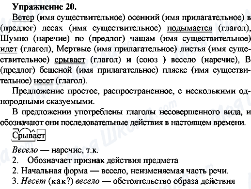 ГДЗ Російська мова 7 клас сторінка Упр.20
