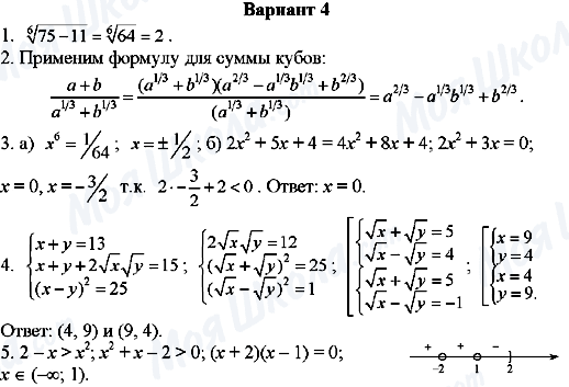 ГДЗ Алгебра 11 класс страница Вариант-4
