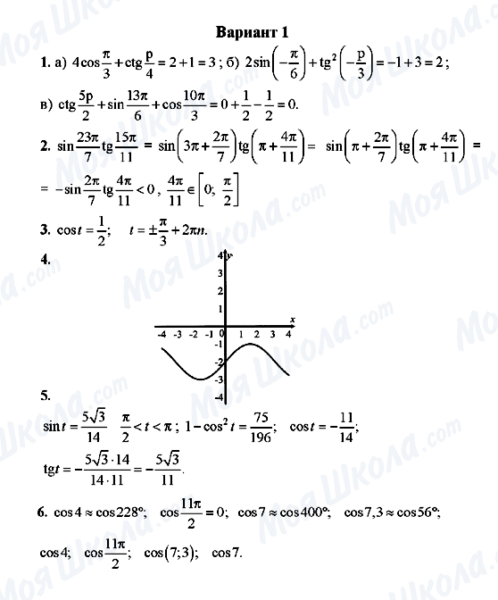ГДЗ Алгебра 9 класс страница Вариант 1