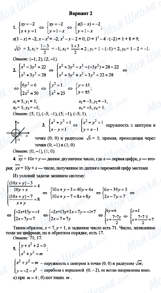 ГДЗ Алгебра 9 класс страница Вариант 2