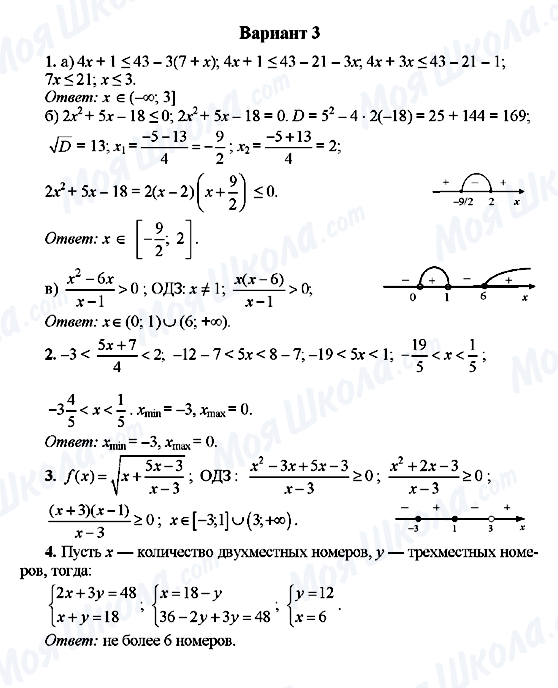 ГДЗ Алгебра 9 класс страница Вариант 3