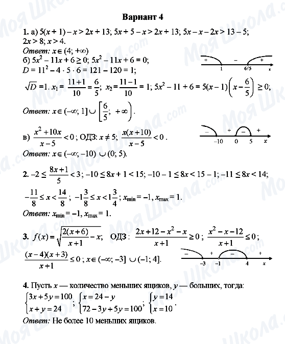 ГДЗ Алгебра 9 класс страница Вариант 4