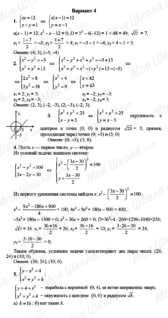 ГДЗ Алгебра 9 класс страница Вариант 4