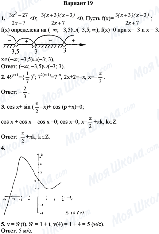 ГДЗ Математика 11 клас сторінка Вариант 19