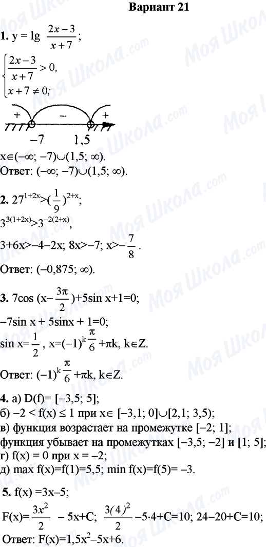 ГДЗ Математика 11 класс страница Вариант 21