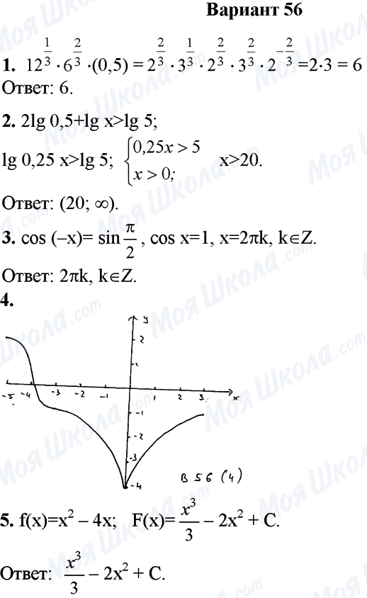 ГДЗ Математика 11 клас сторінка Вариант 56