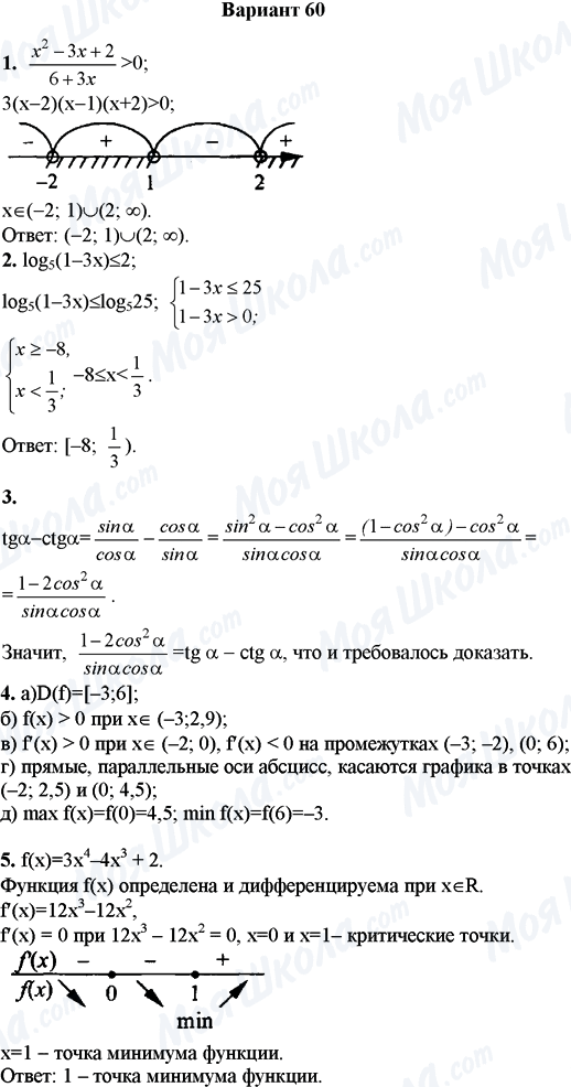 ГДЗ Математика 11 клас сторінка Вариант 60