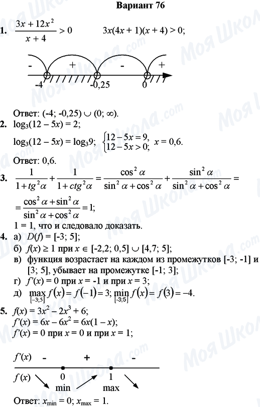 ГДЗ Математика 11 класс страница Вариант 76