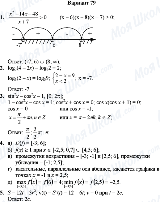 ГДЗ Математика 11 клас сторінка Вариант 79