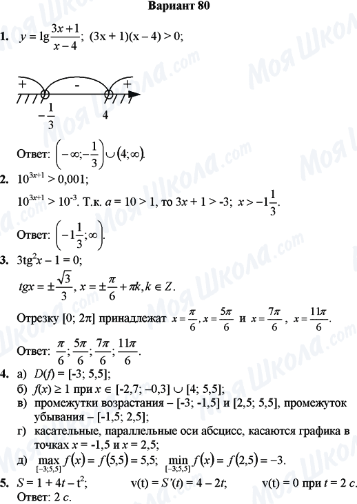 ГДЗ Математика 11 клас сторінка Вариант 80