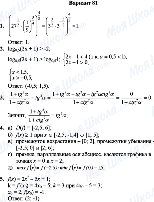 ГДЗ Математика 11 клас сторінка Вариант 81