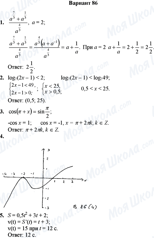 ГДЗ Математика 11 класс страница Вариант 86
