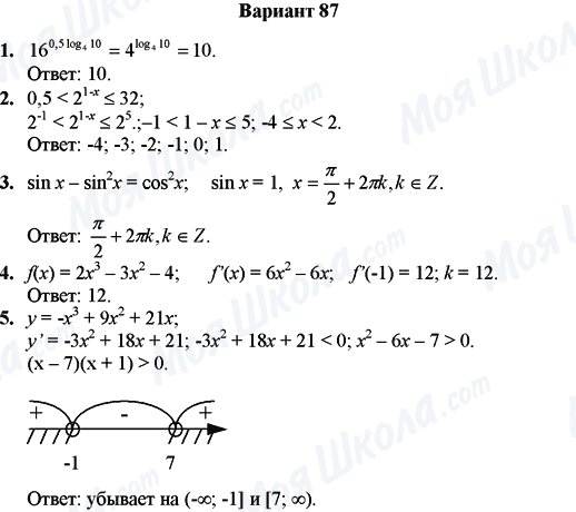 ГДЗ Математика 11 клас сторінка Вариант 87